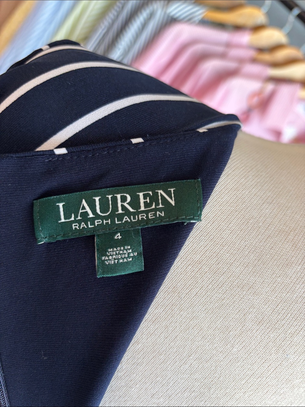 Lauren Ralph Lauren Navy Stripe Midi Dress - Picture 3 of 8